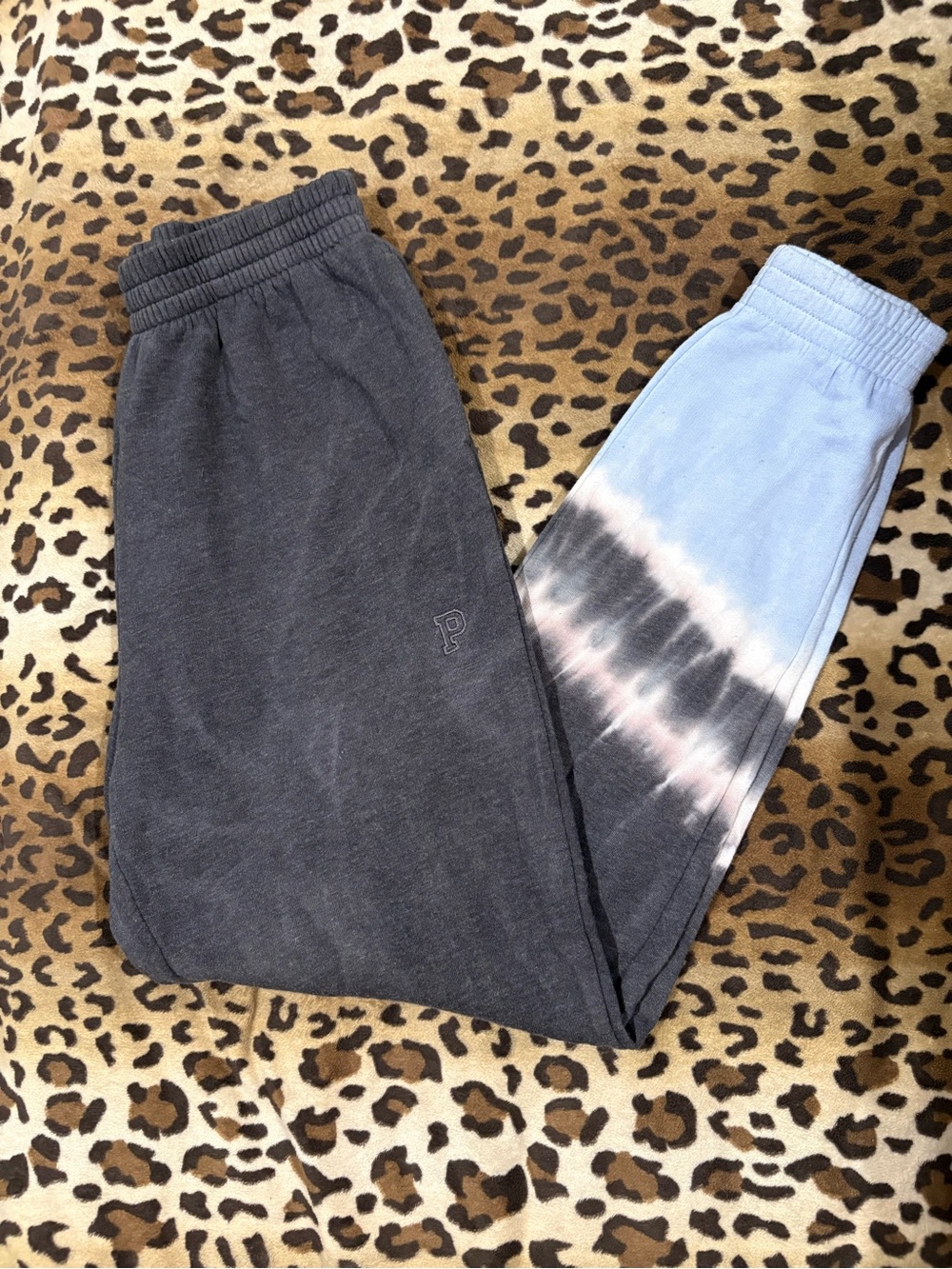 PINK Victoria's Secret Two-Tone Joggers - Charcoal & Light Blue Tie-Dye
